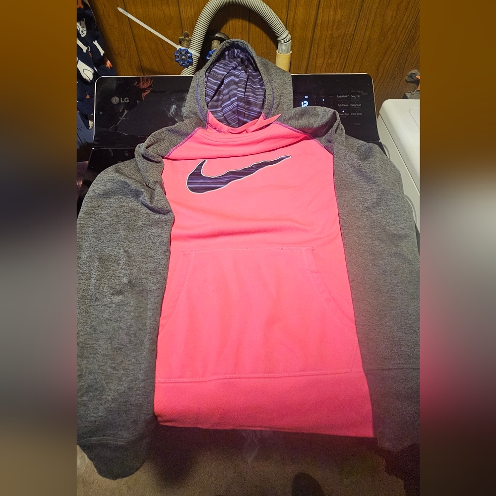 Nike Pink and Gray Hoodie
